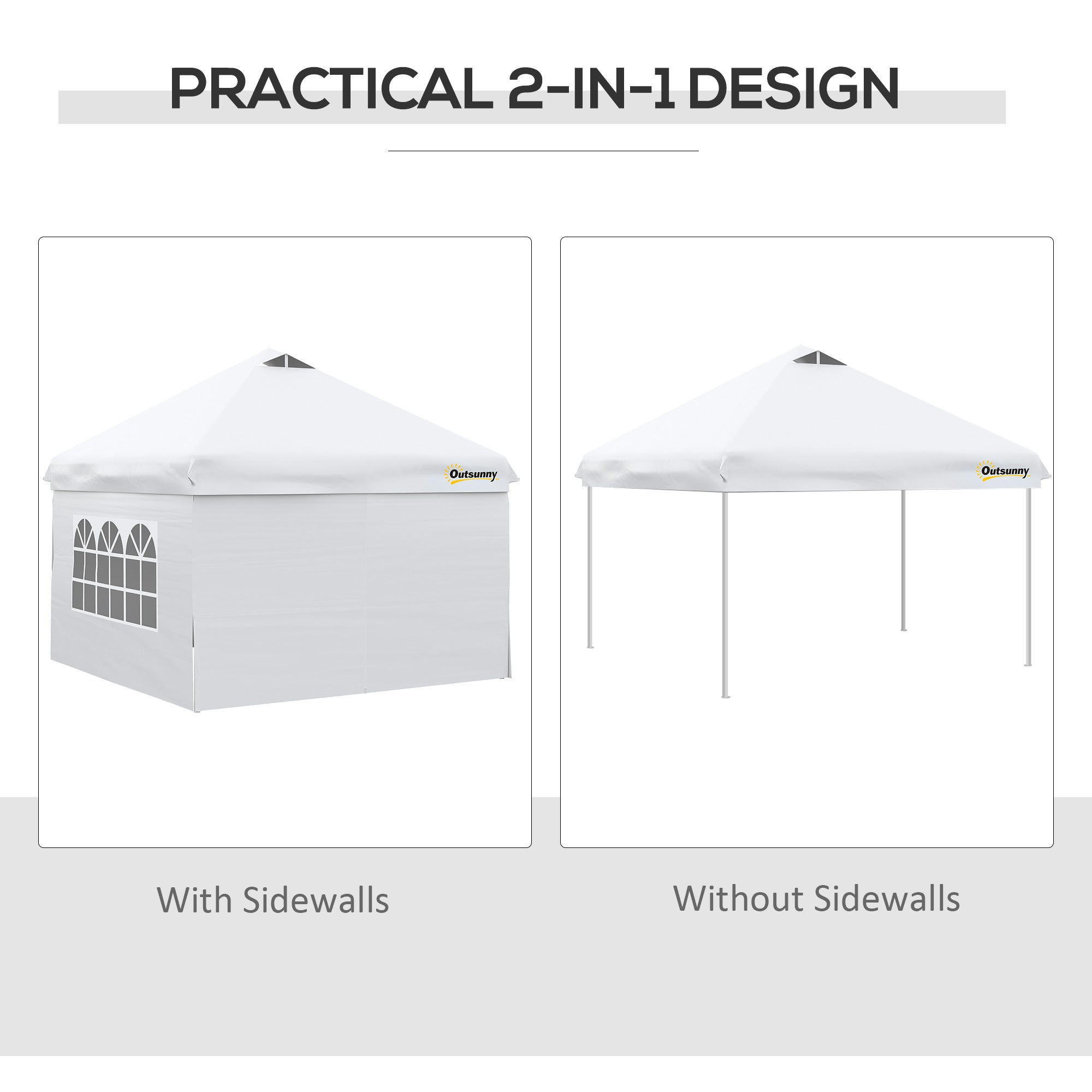 10' x 10' Pop Up Canopy Tent, Instant Sun Shelter, Tents for Parties, with Wheeled Carry Bag, for Outdoor, Garden, Patio, White Pop Up Canopies   at Gallery Canada