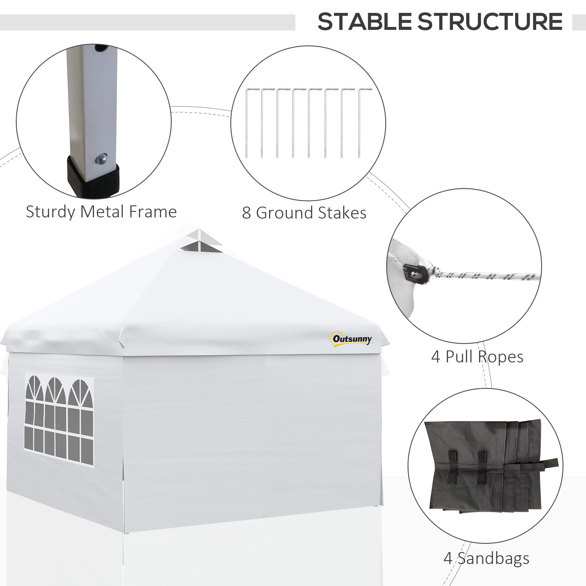 10' x 10' Pop Up Canopy Tent, Instant Sun Shelter, Tents for Parties, with Wheeled Carry Bag, for Outdoor, Garden, Patio, White Pop Up Canopies   at Gallery Canada