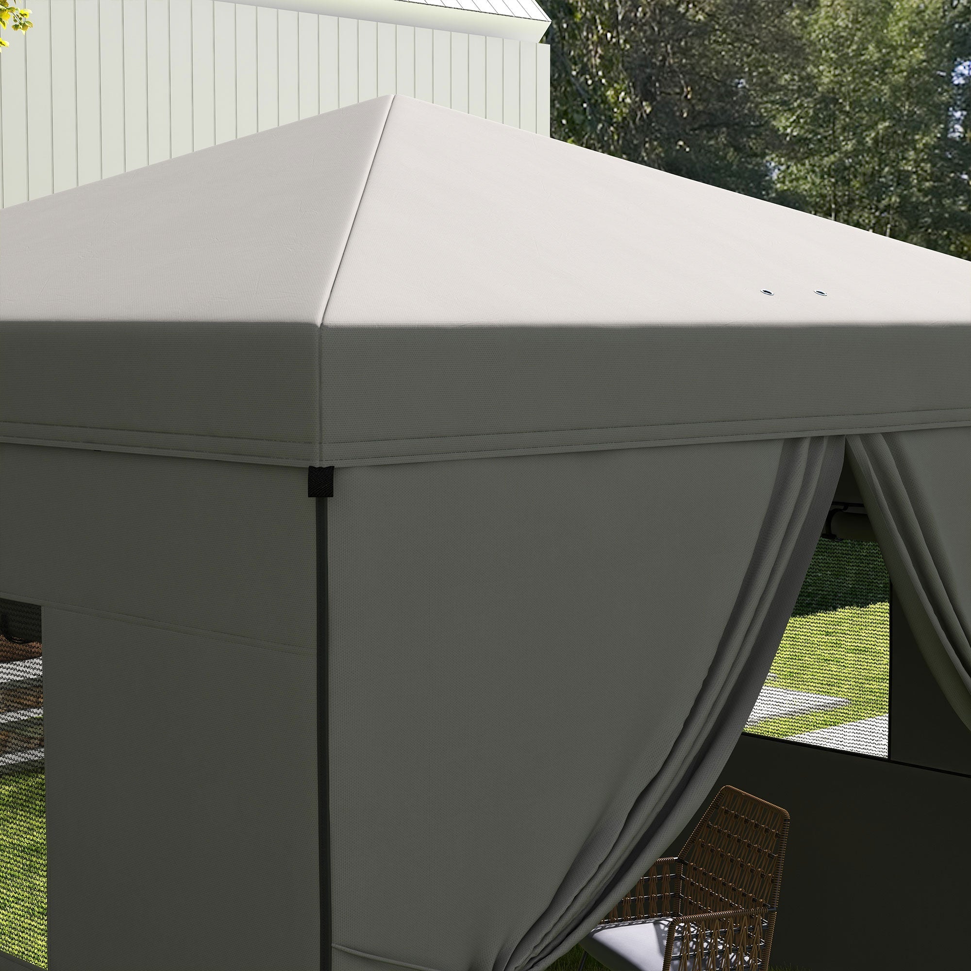 10' x 10' Pop Up Canopy Tent, Instant Sun Shelter, with Wheeled Bag and Mesh Windows, Height Adjustable, Light Grey Pop Up Canopies   at Gallery Canada