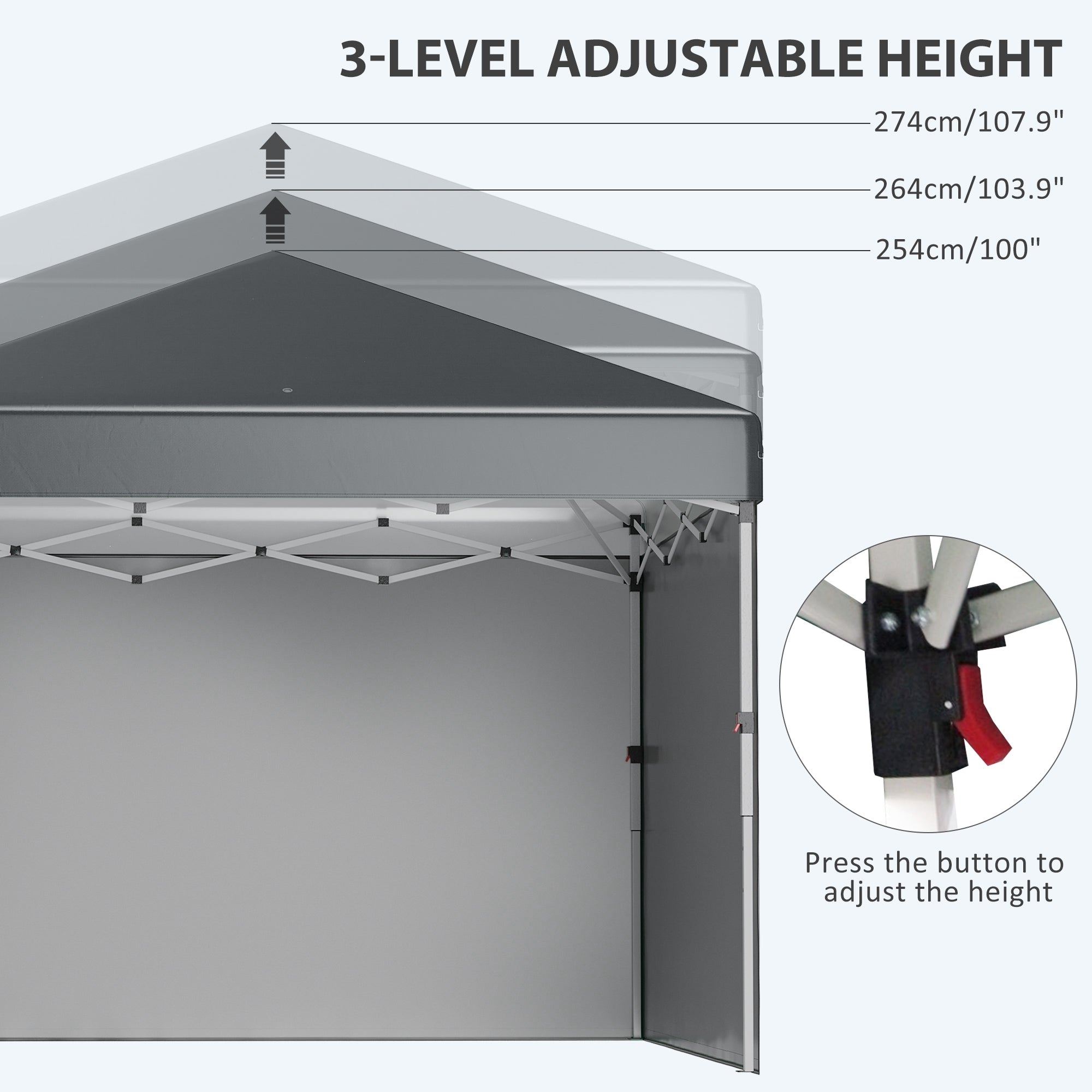 10' x 10' Pop Up Canopy with Sidewalls, Roller Bag, Height Adjustable Instant Tent for Outdoor, Garden, Patio, Dark Grey Pop Up Canopies   at Gallery Canada