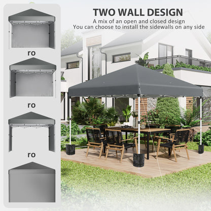 10' x 10' Pop Up Canopy with Sidewalls, Roller Bag, Height Adjustable Instant Tent for Outdoor, Garden, Patio, Dark Grey Pop Up Canopies   at Gallery Canada