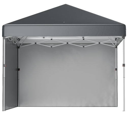 10' x 10' Pop Up Canopy with Sidewalls, Roller Bag, Height Adjustable Instant Tent for Outdoor, Garden, Patio, Dark Grey