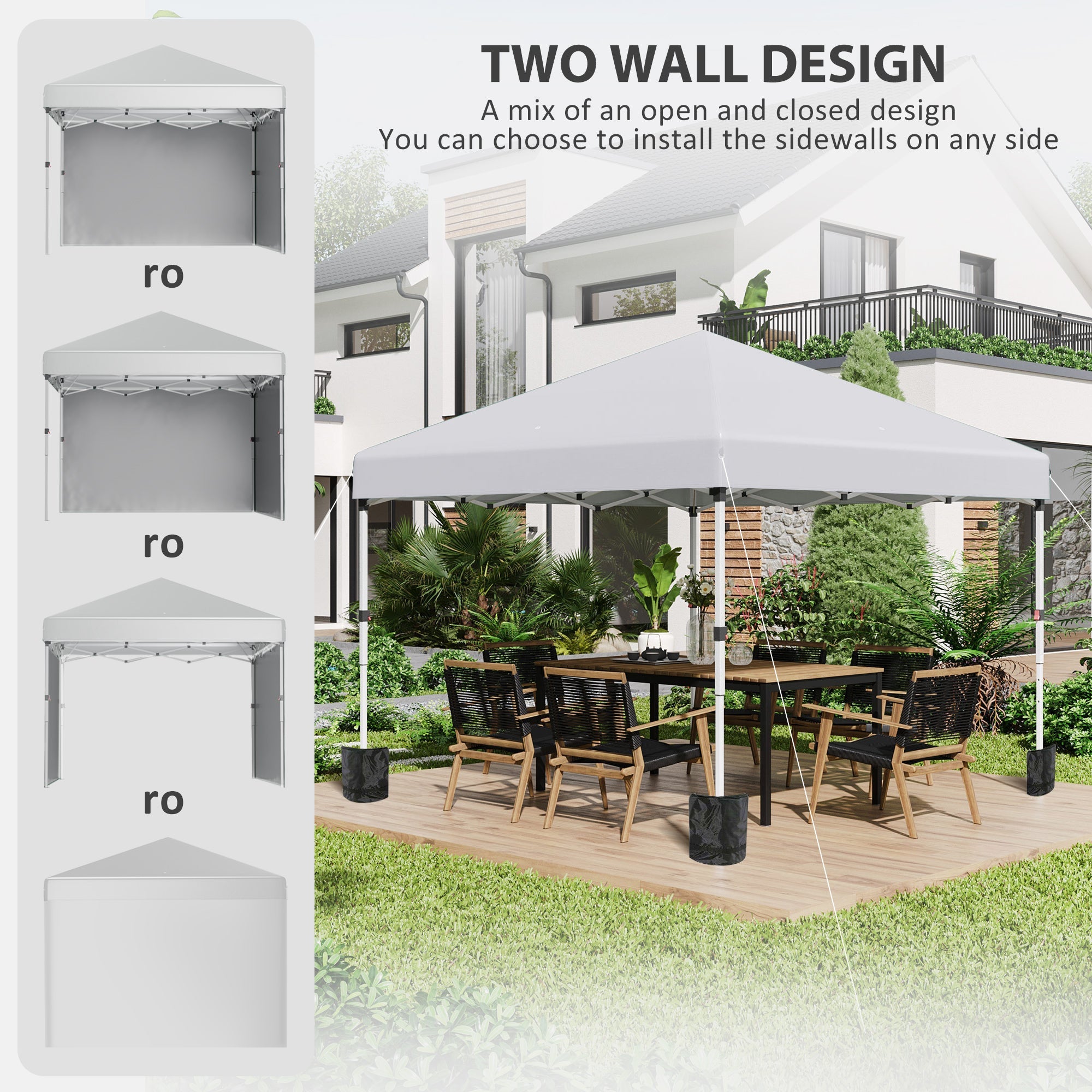 10' x 10' Pop Up Canopy with Sidewalls, Roller Bag, Height Adjustable Instant Tent for Outdoor, Garden, Patio, White Pop Up Canopies   at Gallery Canada