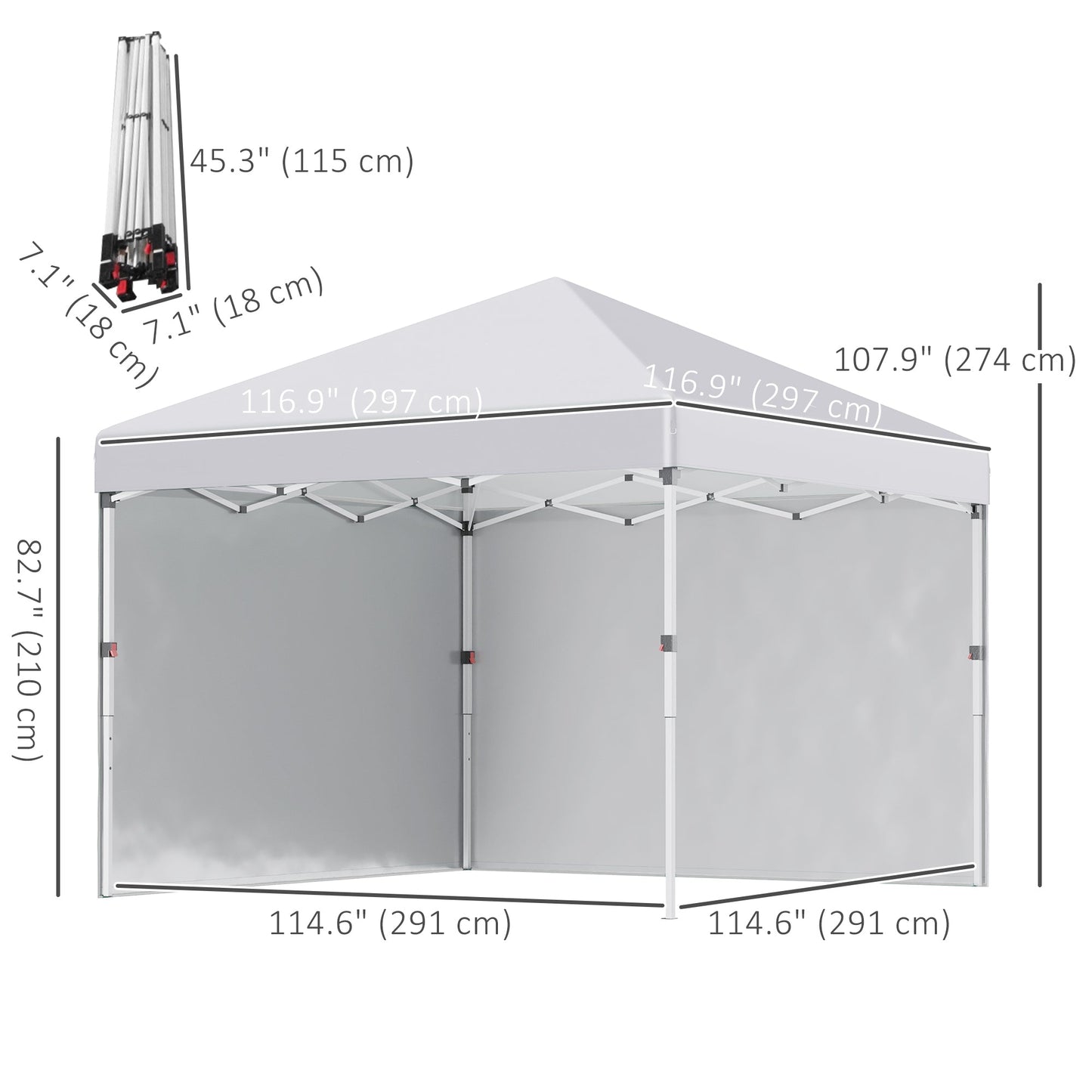 10' x 10' Pop Up Canopy with Sidewalls, Roller Bag, Height Adjustable Instant Tent for Outdoor, Garden, Patio, White Pop Up Canopies   at Gallery Canada