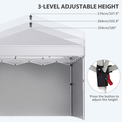 10' x 10' Pop Up Canopy with Sidewalls, Roller Bag, Height Adjustable Instant Tent for Outdoor, Garden, Patio, White Pop Up Canopies   at Gallery Canada