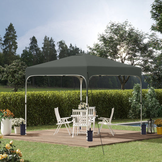 10' x 10' Pop Up Gazebo, Foldable Canopy Tent with Carrying Bag with Wheels, 4 Leg Weight Bags, Mesh Sidewalls and 3-Level Adjustable Height for Outdoor Garden Patio Party, Grey - Gallery Canada