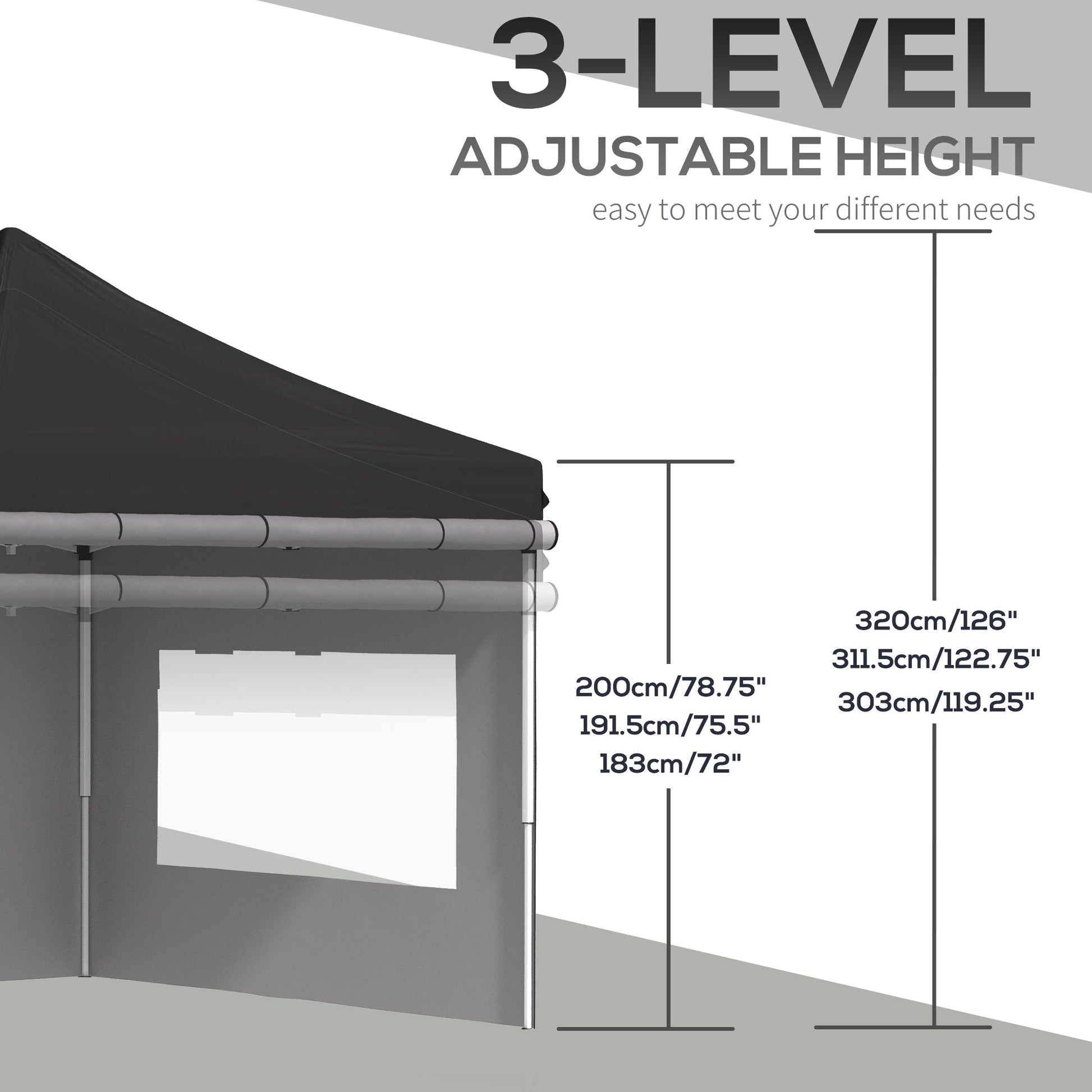 10' x 10' Pop Up Gazebo, Instant Canopy Tent Sun Shelter with Sidewalls, Wheeled Carry Bag and 4 Sand Bags, for Outdoor, Garden, Patio Pop Up Canopies   at Gallery Canada