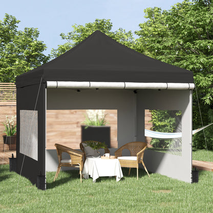 10' x 10' Pop Up Gazebo, Instant Canopy Tent Sun Shelter with Sidewalls, Wheeled Carry Bag and 4 Sand Bags, for Outdoor, Garden, Patio Pop Up Canopies   at Gallery Canada