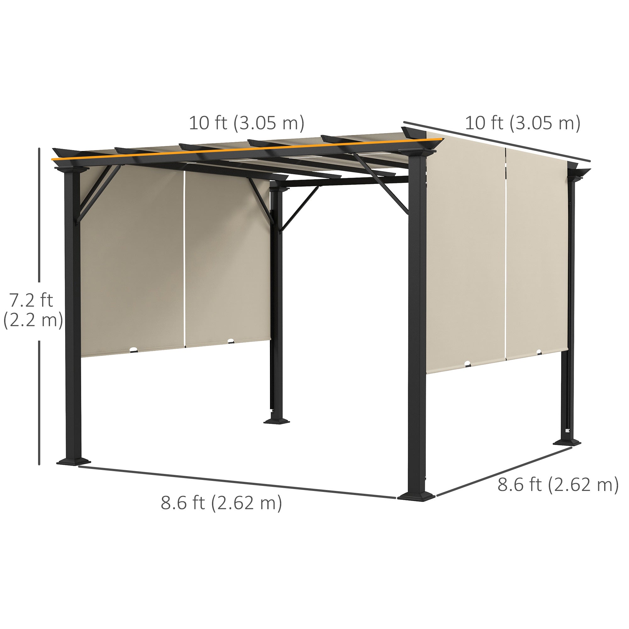 10' x 10' Retractable Pergola Canopy for Backyard, Beige Pergolas Multi Colour  at Gallery Canada