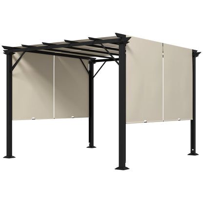 10' x 10' Retractable Pergola Canopy for Backyard, Beige Pergolas   at Gallery Canada