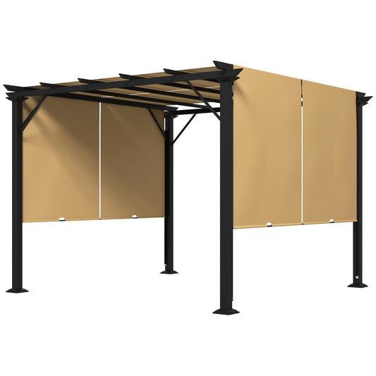 10' x 10' Retractable Pergola Canopy for Backyard, Brown - Gallery Canada