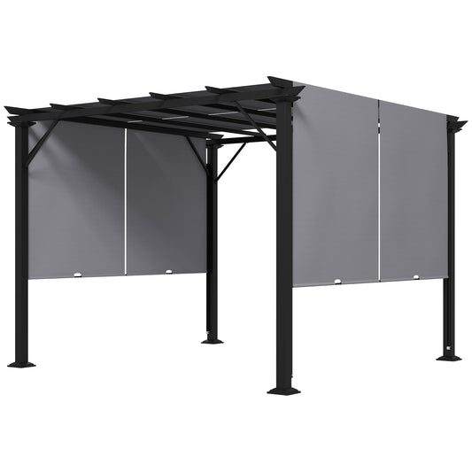 10' x 10' Retractable Pergola Canopy for Backyard, Grey - Gallery Canada