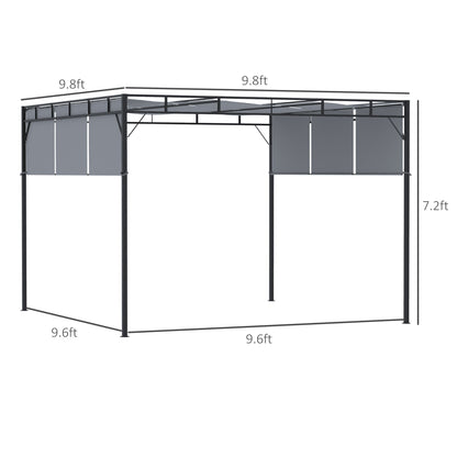 10' x 10' Retractable Pergola Canopy, Patio Gazebo Sun Shelter with Steel Frame for Garden, Lawn, Backyard and Deck, Dark Grey Pergolas   at Gallery Canada