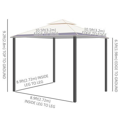 10' x 10' Soft Top Gazebo Canopy Tent w/ Double Roof, Eaves Design and Mesh Netting Sidewall Outdoor Patio Large Garden Gazebos   at Gallery Canada