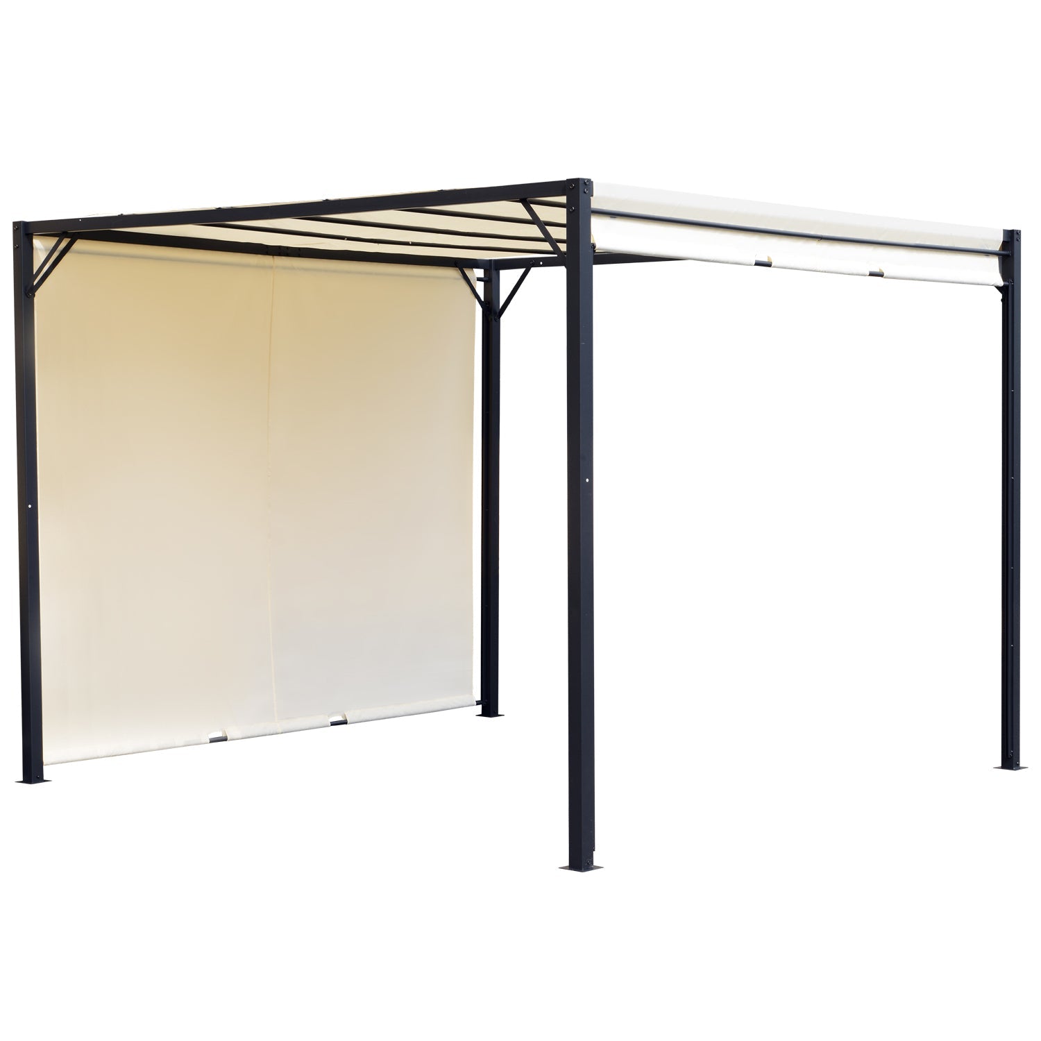 10' x 10' Steel Pergola Retractable Water Resistant Canopy- Cream White Pergolas Multi Colour  at Gallery Canada