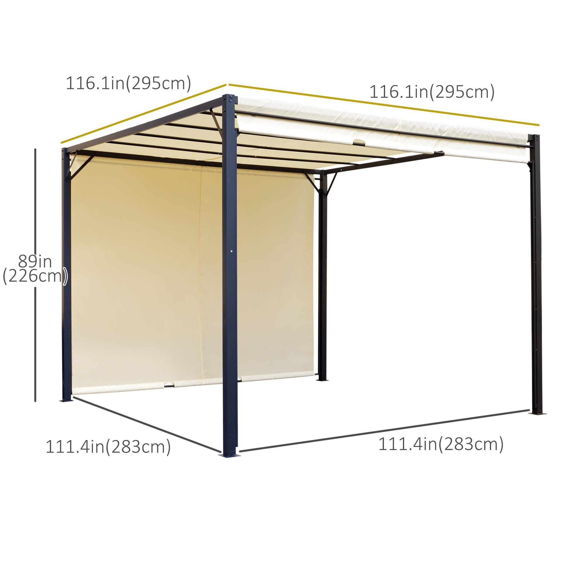 10' x 10' Steel Pergola Retractable Water Resistant Canopy- Cream White Pergolas   at Gallery Canada