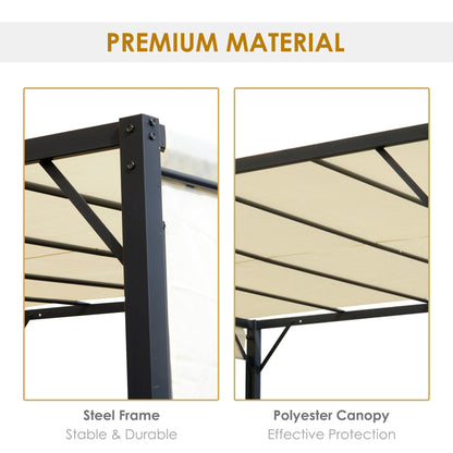 10' x 10' Steel Pergola Retractable Water Resistant Canopy- Cream White Pergolas   at Gallery Canada