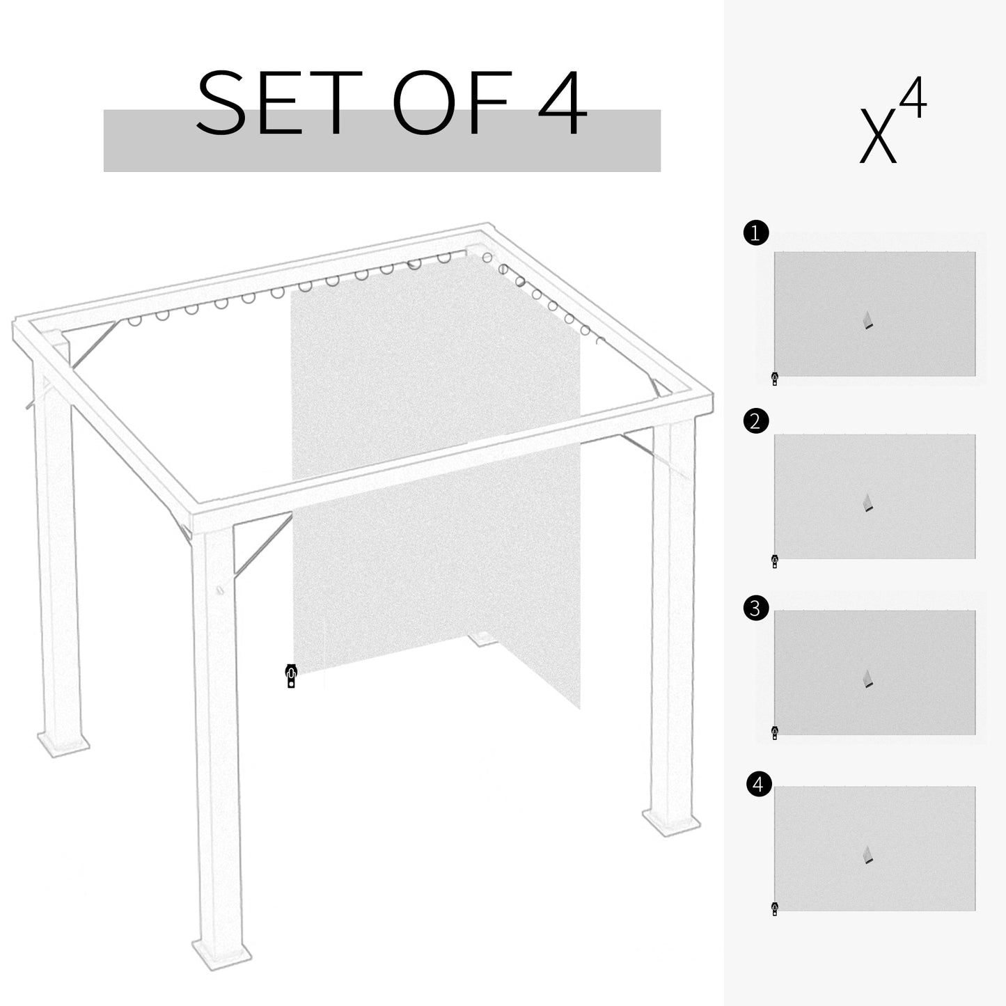 10' x 10' Universal Gazebo Sidewall Set with 4 Panels, Hooks/C-Rings Included for Pergolas &; Cabanas, Beige Gazebo Sidewalls   at Gallery Canada