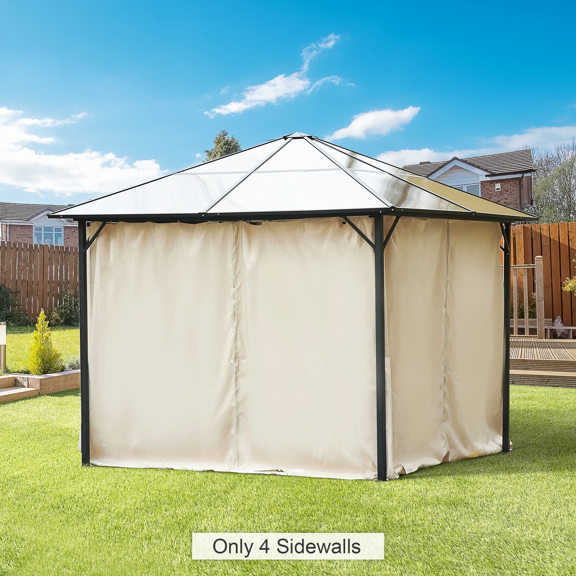 10' x 10' Universal Gazebo Sidewall Set with 4 Panels, Hooks/C-Rings Included for Pergolas &; Cabanas, Beige Gazebo Sidewalls   at Gallery Canada