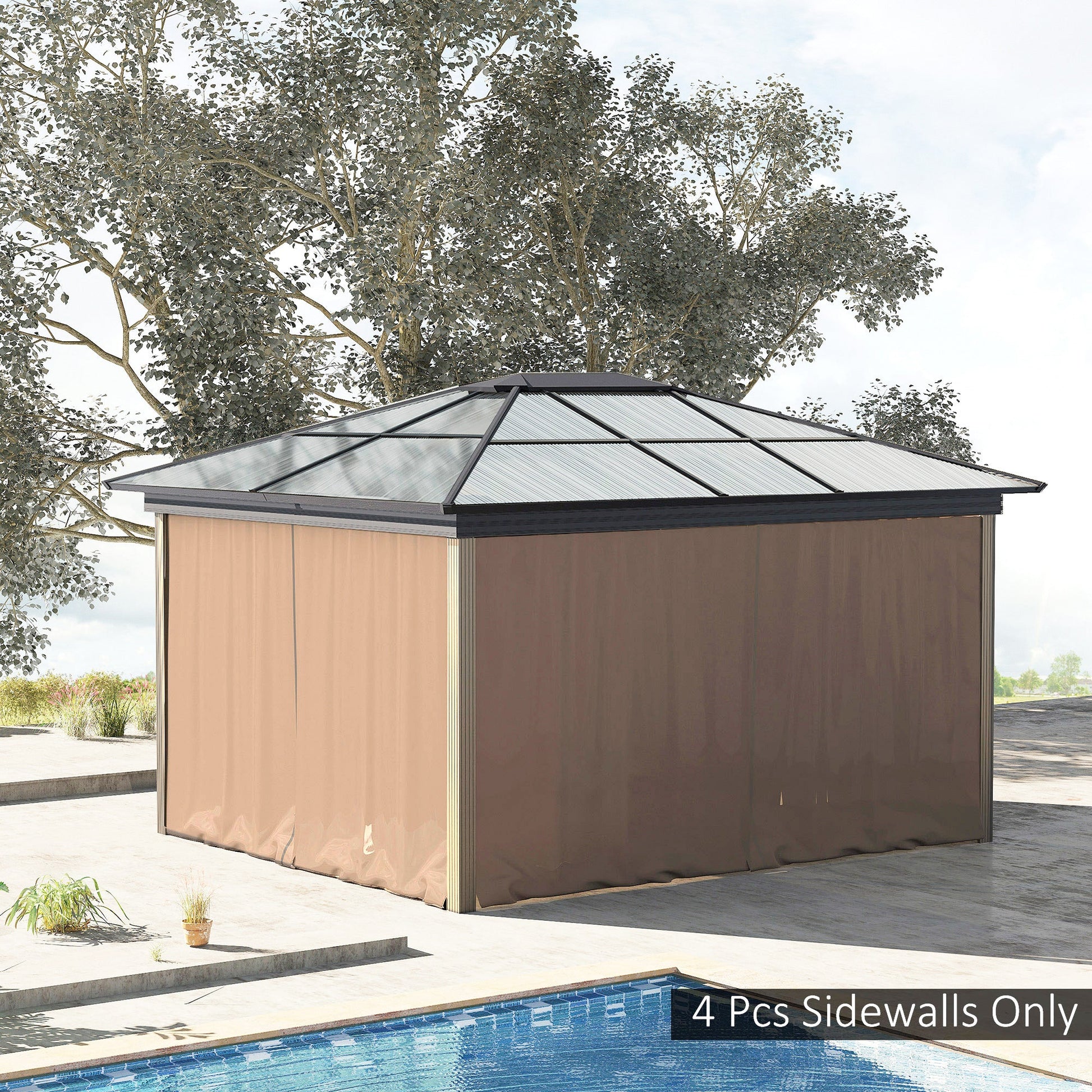 10' x 10' Universal Gazebo Sidewall Set with 4 Panels, Hooks/C-Rings Included for Pergolas &; Cabanas, Brown Gazebo Sidewalls   at Gallery Canada