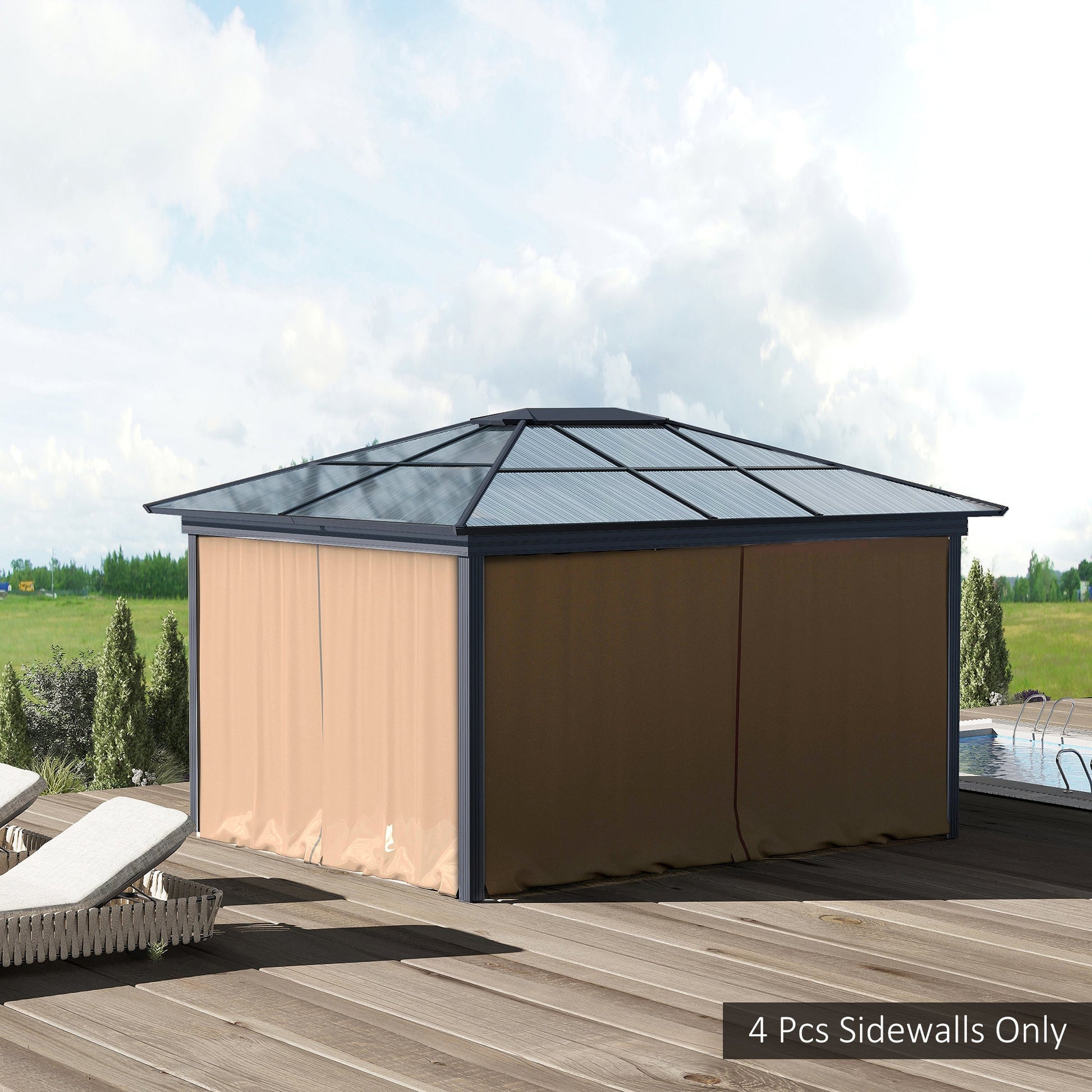 10' x 10' Universal Gazebo Sidewall Set with 4 Panels, Hooks/C-Rings Included for Pergolas &; Cabanas, Brown Gazebo Sidewalls   at Gallery Canada