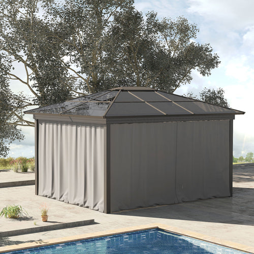 10' x 10' Universal Gazebo Sidewall Set with 4 Panels, Hooks/C-Rings Included for Pergolas &; Cabanas, Light Grey