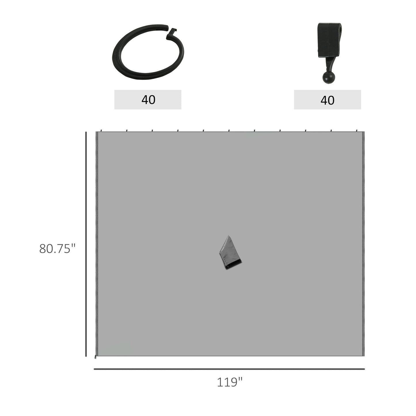 10' x 10' Universal Gazebo Sidewall Set with 4 Panels, Hooks/C-Rings Included for Pergolas &; Cabanas, Light Grey Gazebo Sidewalls   at Gallery Canada