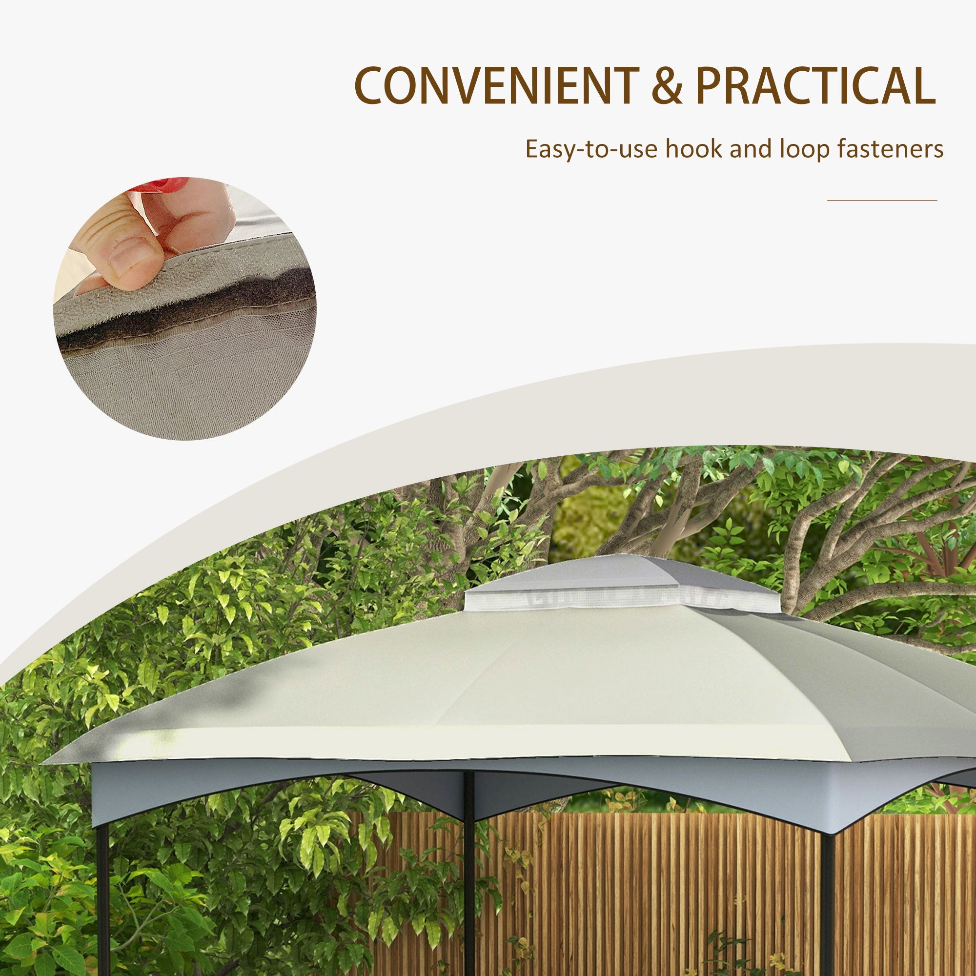 10' x 12' Double-Tier Gazebo Cover, Patio Gazebo Canopy Replacement with Drainage Holes, Light Grey Gazebo Canopy Replacement   at Gallery Canada