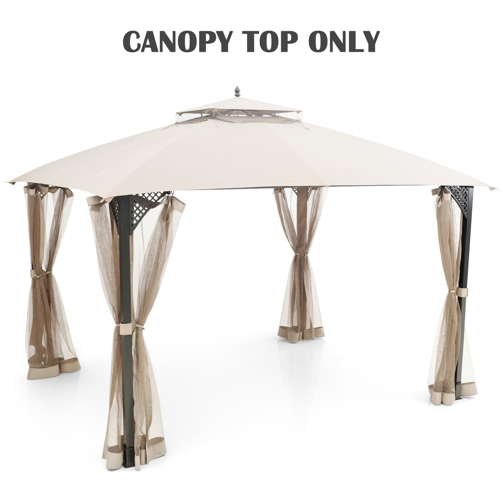 10 x 12 Feet Gazebo Replacement Top with Air Vent and Drainage Holes, Beige Gazebos   at Gallery Canada