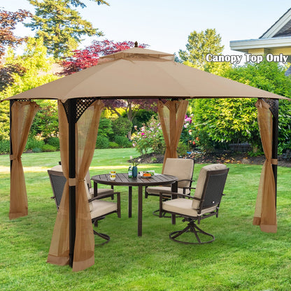 10 x 12 Feet Gazebo Replacement Top with Air Vent and Drainage Holes, Brown Gazebos   at Gallery Canada