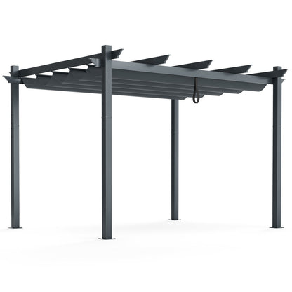 10 x 12 Feet Outdoor Aluminum Retractable Pergola Canopy Shelter Grape Trellis, Gray Gazebos   at Gallery Canada