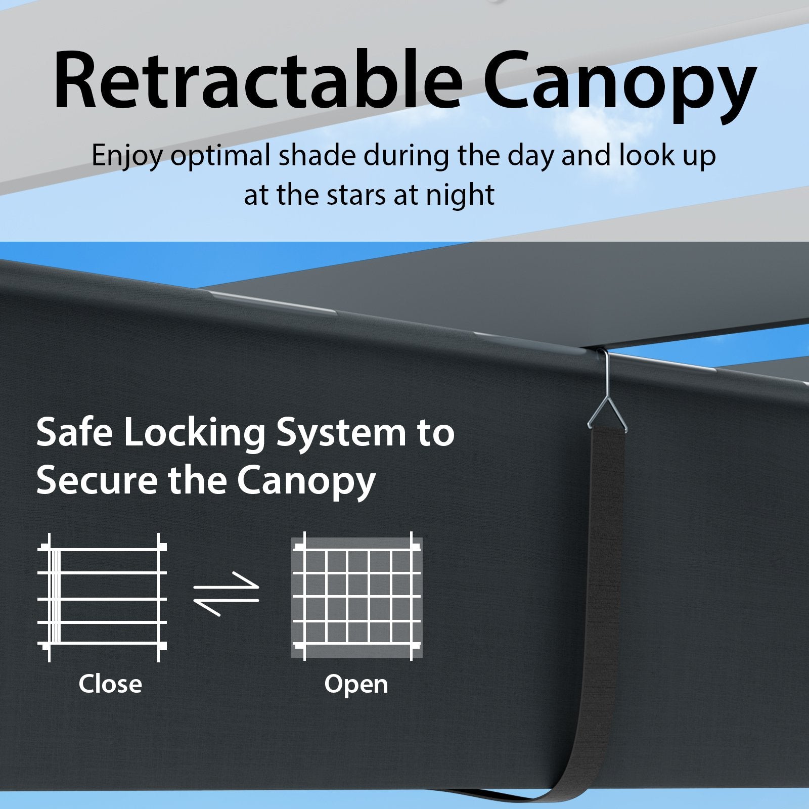 10 x 12 Feet Outdoor Aluminum Retractable Pergola Canopy Shelter Grape Trellis, Gray Gazebos   at Gallery Canada