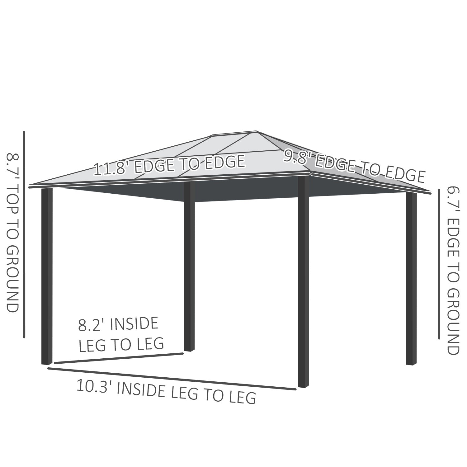 10' x 12' Hard Top Gazebo Canopy Sunshelter Waterproof Sun Shade with Sidewalls and Mosquito Netting Gazebos   at Gallery Canada