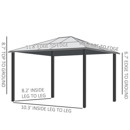 10' x 12' Hard Top Gazebo Canopy Sunshelter Waterproof Sun Shade with Sidewalls and Mosquito Netting Gazebos   at Gallery Canada