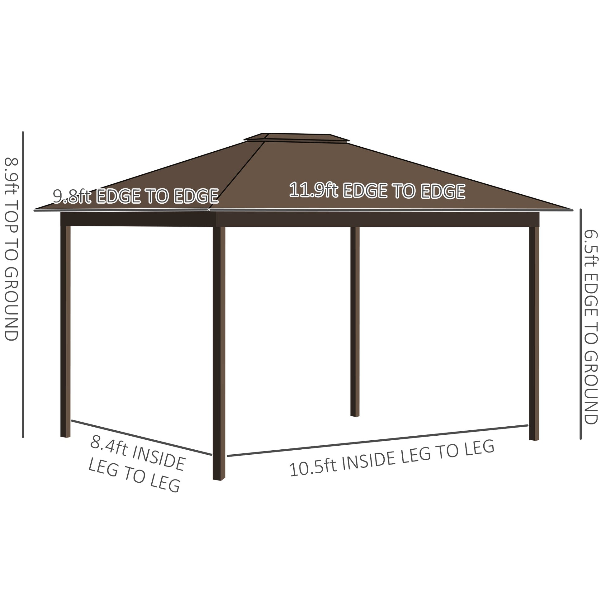 Hardtop Gazebo Canopy with Steel Roof, Aluminum Frame, Netting, Curtains, Dark Grey Gazebos   at Gallery Canada