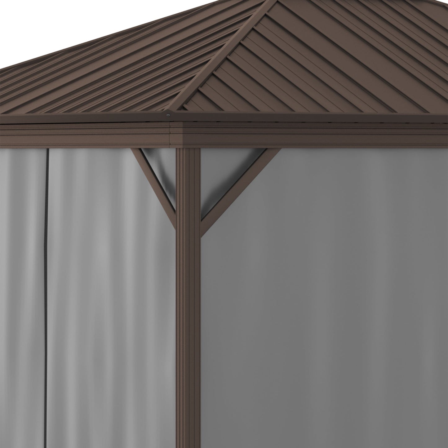 Hardtop Gazebo Canopy with Steel Roof, Aluminum Frame, Netting, Curtains, Dark Grey Gazebos   at Gallery Canada