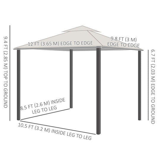10' x 12' Outdoor Gazebo with Nettings, Patio Gazebo Canopy for Patio Garden Backyard Deck, Dark Grey Gazebos Dark Grey  at Gallery Canada