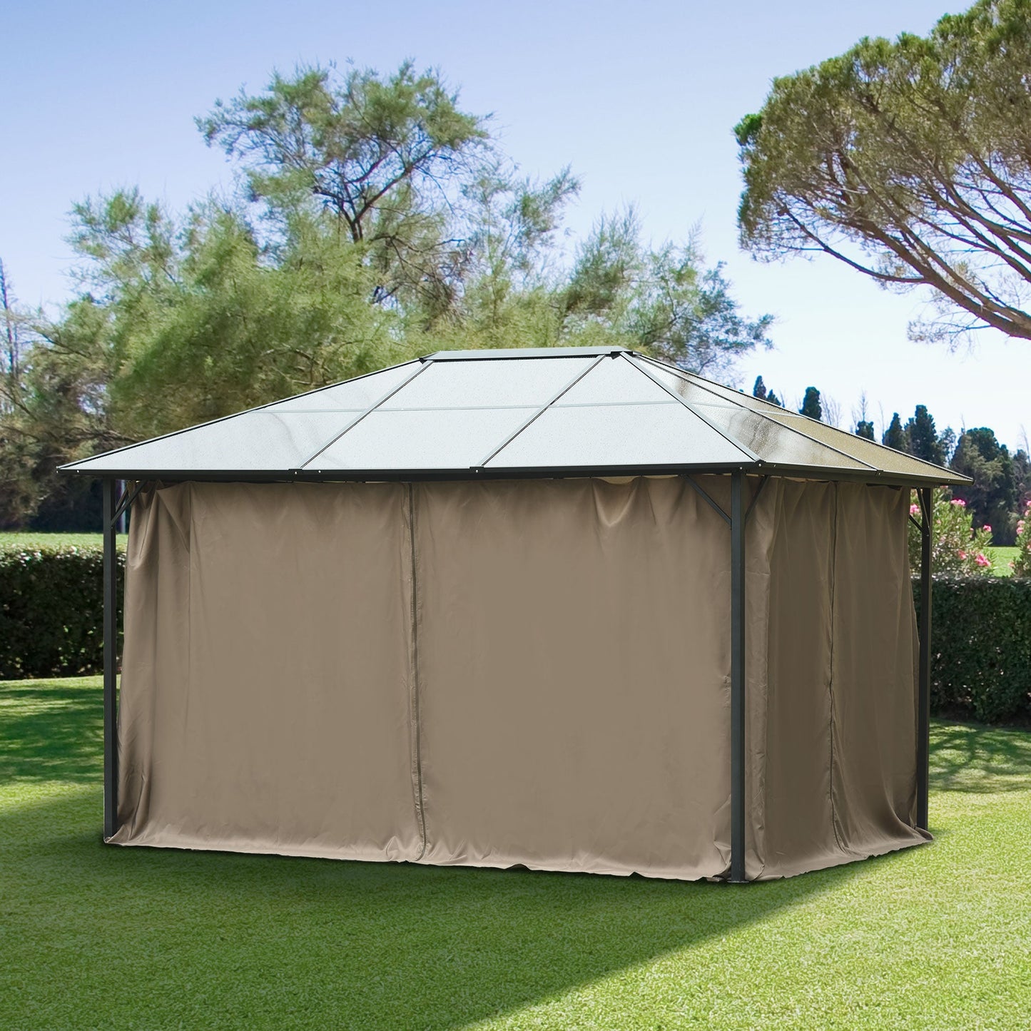 10' x 12' Universal Gazebo Sidewall Set with 4 Panels, Hooks, C-Rings Included for Pergolas &; Cabanas, Brown Gazebo Sidewalls   at Gallery Canada