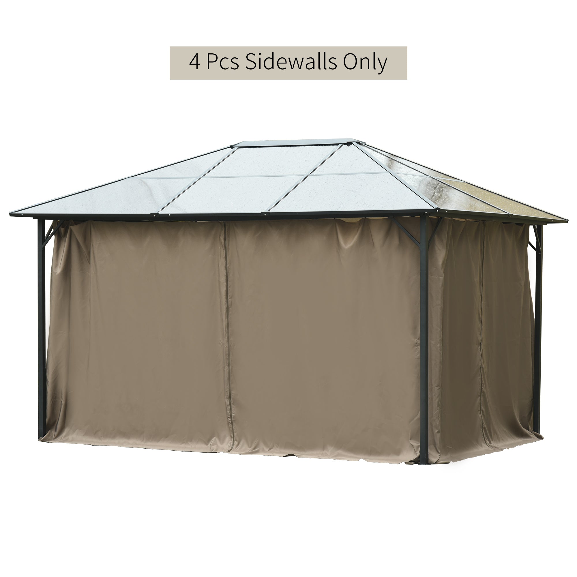 10' x 12' Universal Gazebo Sidewall Set with 4 Panels, Hooks, C-Rings Included for Pergolas &; Cabanas, Brown Gazebo Sidewalls   at Gallery Canada