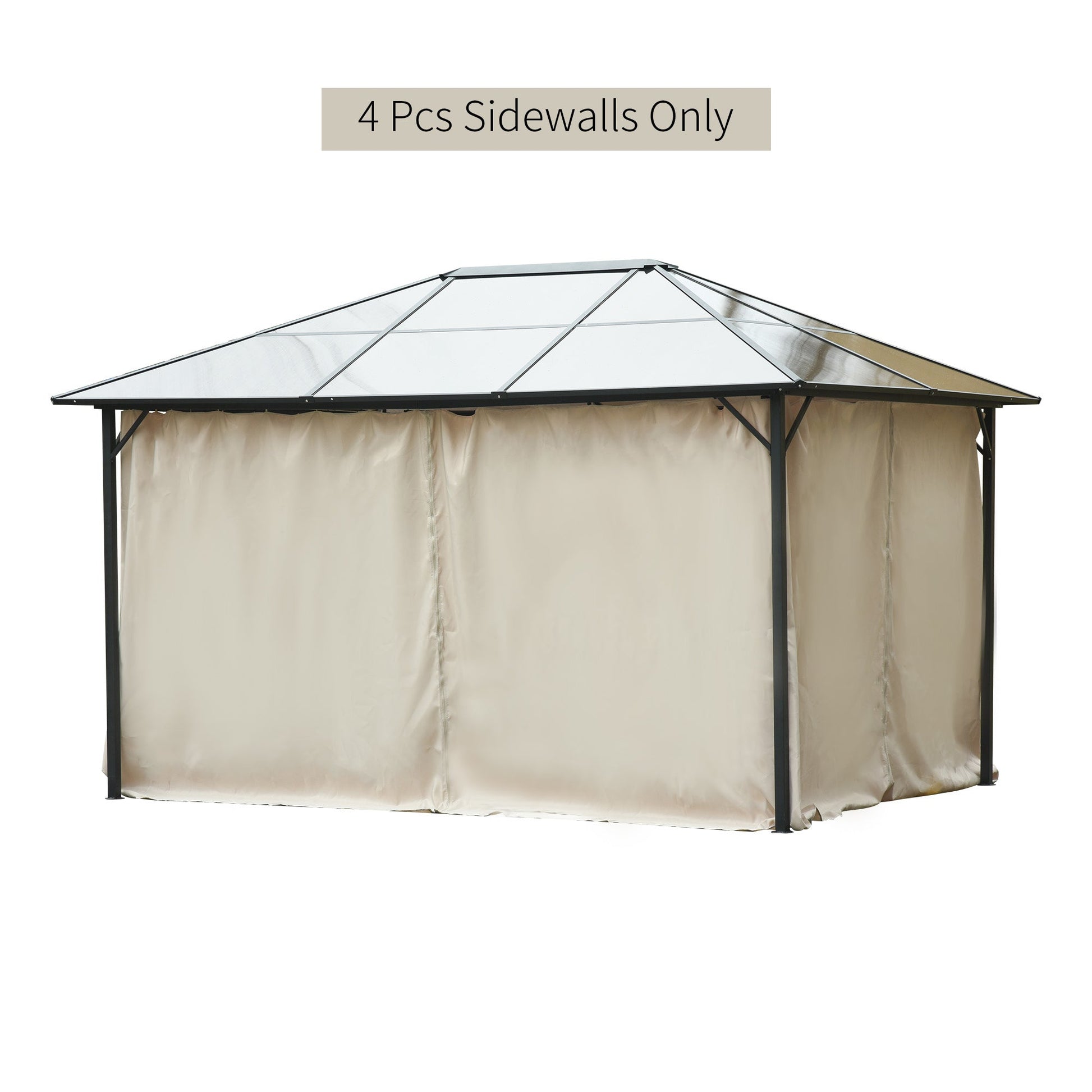 10' x 12' Universal Gazebo Sidewall Set with 4 Panels, Hooks/C-Rings Included for Pergolas &; Cabanas, Beige Gazebo Sidewalls   at Gallery Canada