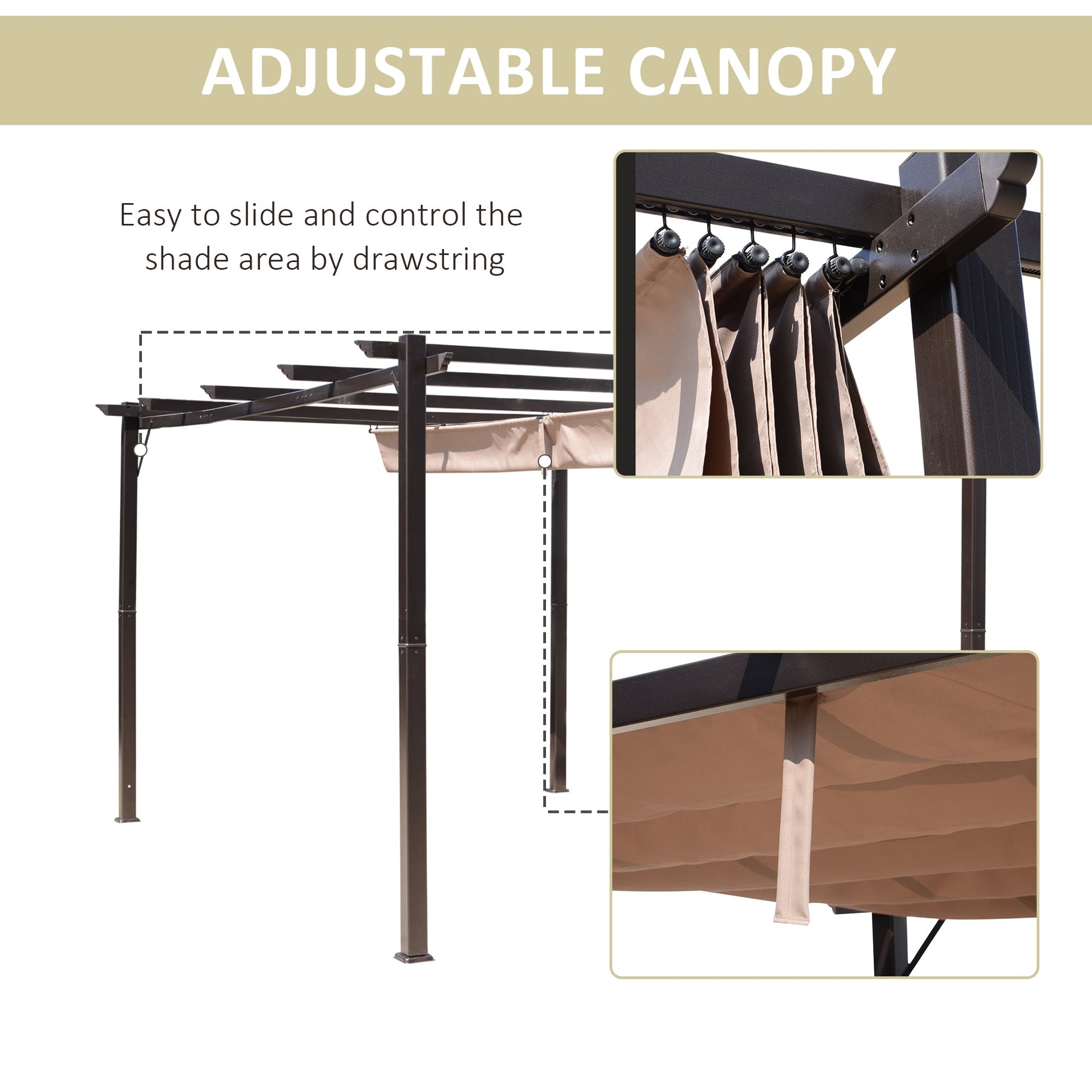 10' x 13' Aluminium Outdoor Pergola Gazebo Backyard Canopy Cover Square Sunshade Garden Grape Trellis Brown Pergolas   at Gallery Canada