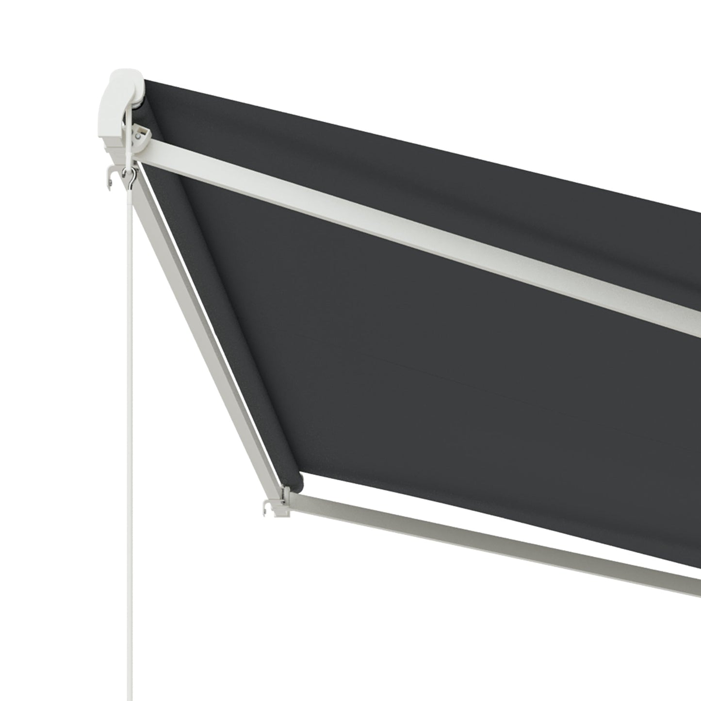 Retractable 10' x 13' Electric Awning with Remote, Manual Crank, Aluminum Frame, Grey Deck Awnings   at Gallery Canada