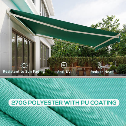 Retractable 10' x 13' Electric Awning with Remote, Manual Crank, Aluminum Frame, Green Deck Awnings   at Gallery Canada