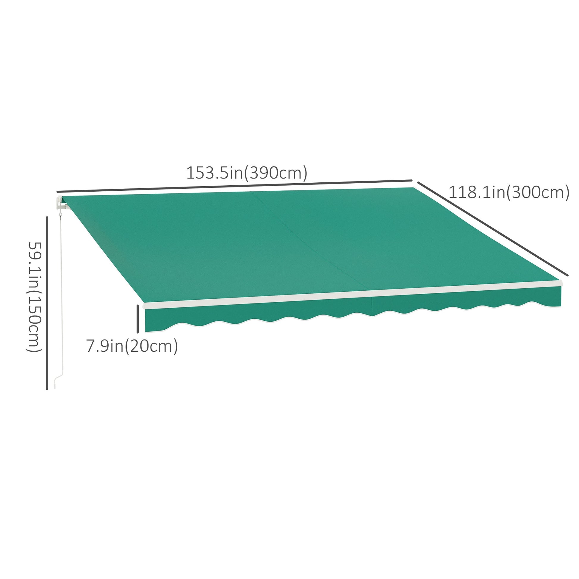 Retractable 10' x 13' Electric Awning with Remote, Manual Crank, Aluminum Frame, Green Deck Awnings   at Gallery Canada