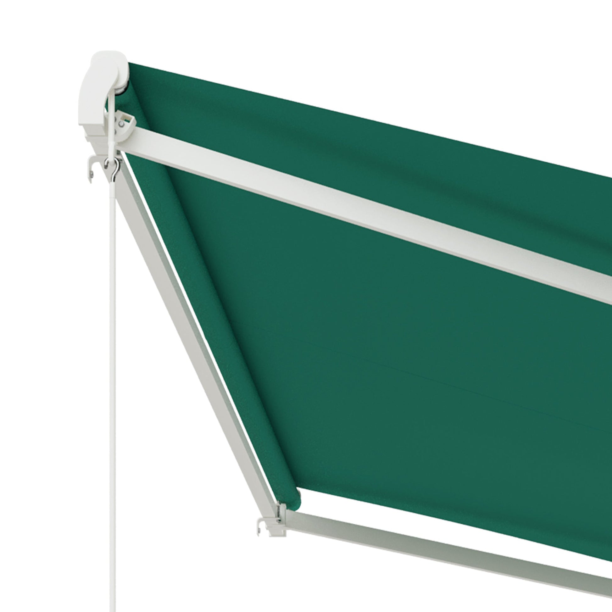 Retractable 10' x 13' Electric Awning with Remote, Manual Crank, Aluminum Frame, Green Deck Awnings   at Gallery Canada