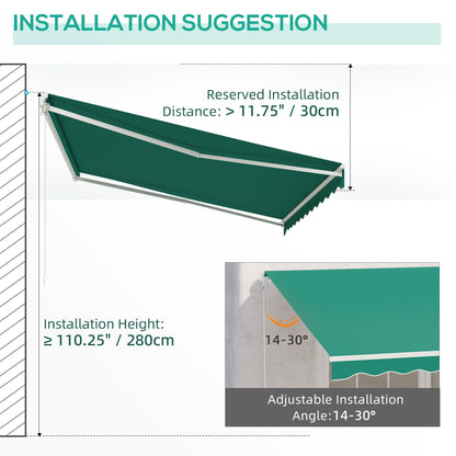 Retractable 10' x 13' Electric Awning with Remote, Manual Crank, Aluminum Frame, Green Deck Awnings   at Gallery Canada