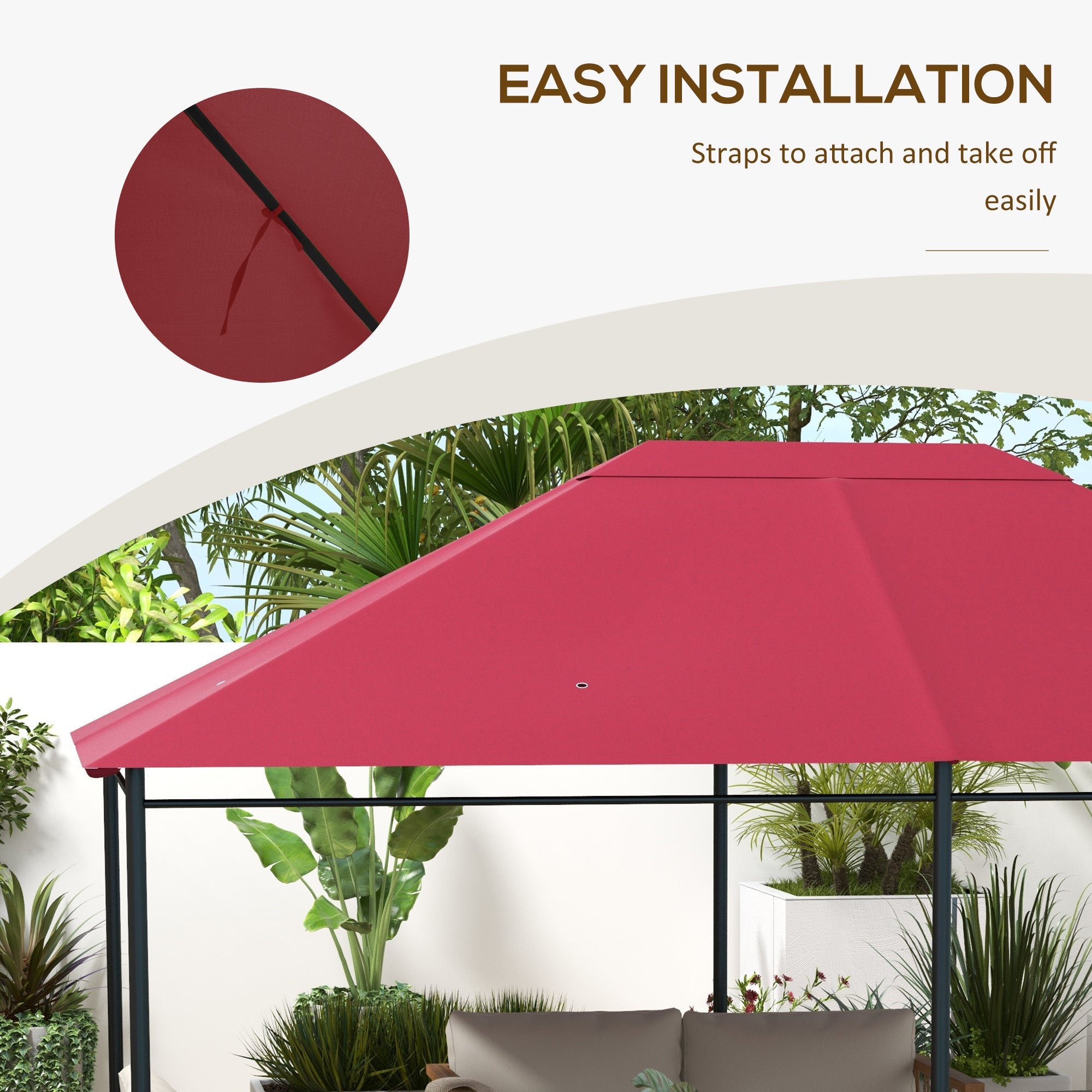 10' x 13' Gazebo Replacement Canopy Cover, Gazebo Roof Replacement (TOP COVER ONLY), Wine Red Gazebo Canopy Replacement   at Gallery Canada