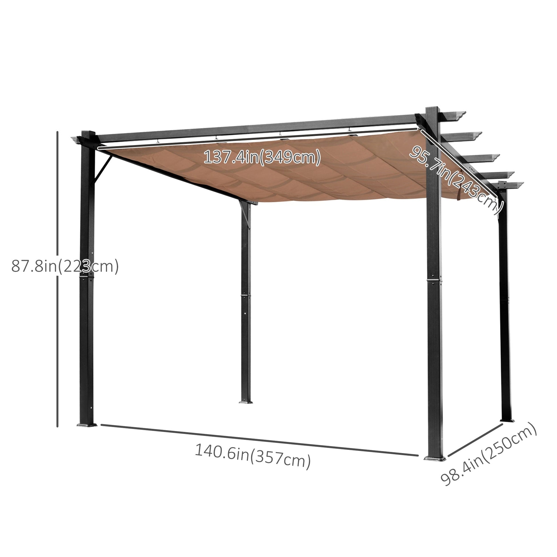 10' x 13' Outdoor Pergola Aluminium Gazebo Backyard Canopy Cover Square Sunshade Garden Grape Trellis Black Pergolas   at Gallery Canada