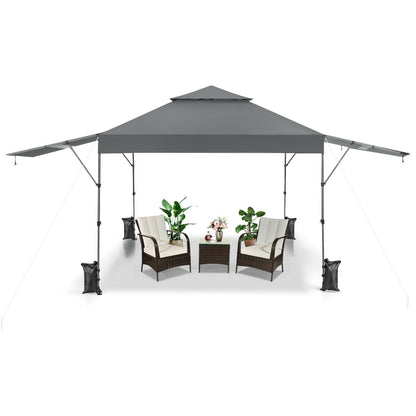 10 x 17.6 Feet Outdoor Instant Pop-up Canopy Tent with Dual Half Awnings, Gray Canopies   at Gallery Canada