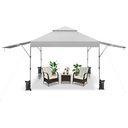 10 x 17.6 Feet Outdoor Instant Pop-up Canopy Tent with Dual Half Awnings, White Canopies   at Gallery Canada